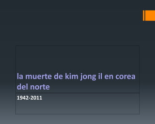 la muerte de kim jong il en corea
del norte
1942-2011
 