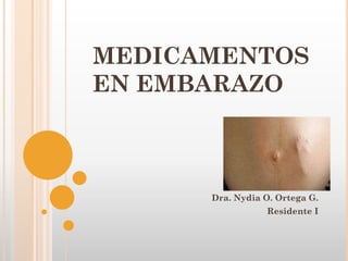 MEDICAMENTOS
EN EMBARAZO



      Dra. Nydia O. Ortega G.
                 Residente I
 