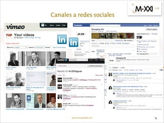 Canales a redes sociales




       www.managingXXI.com   19
 