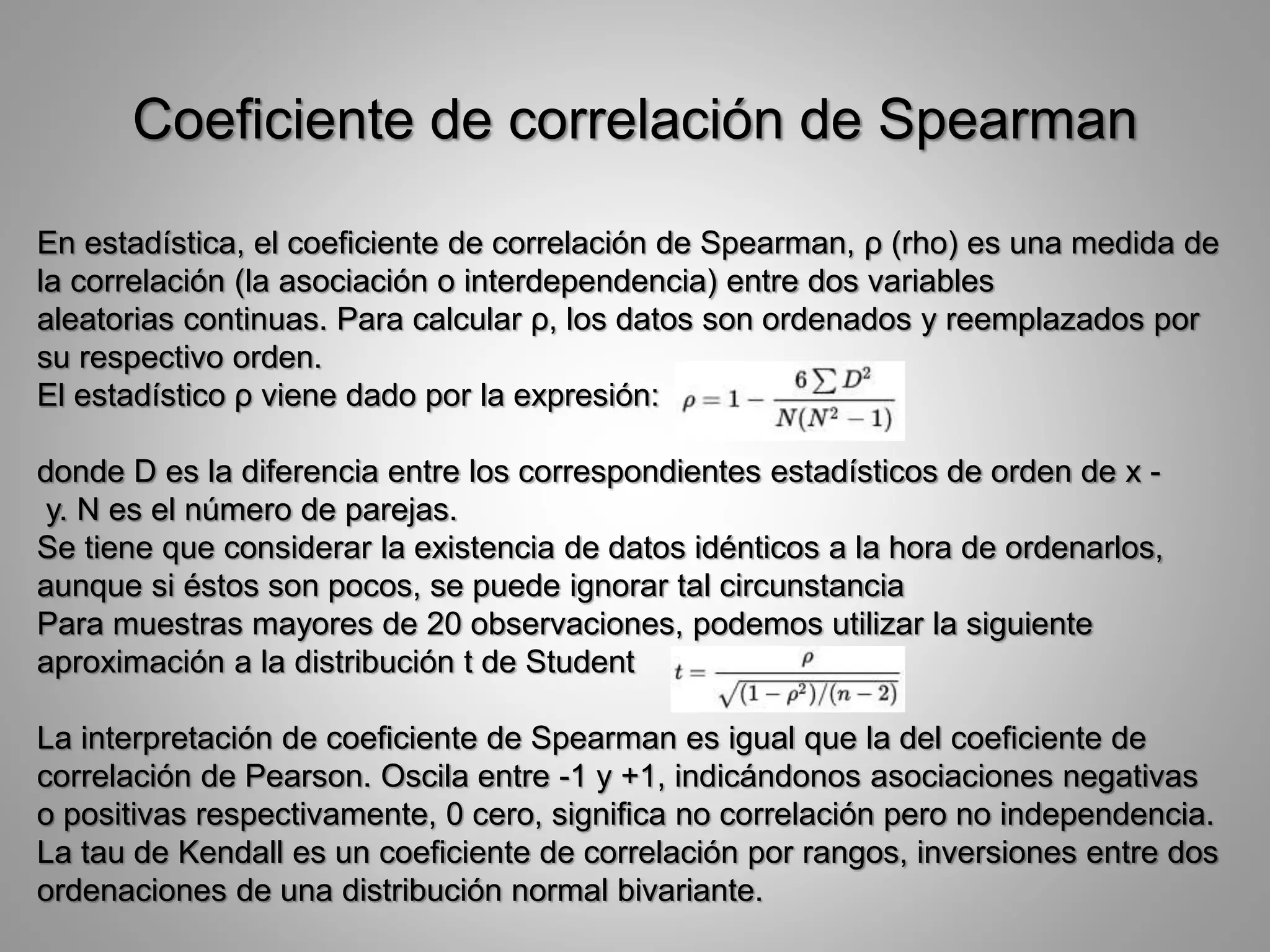 COEFICIENTE DE CORRELACION DE PEARSON Y SPEARMAN | PPT