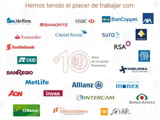 Hemos tenido el placer de trabajar con:
Años
en el sector
ﬁnanciero
 