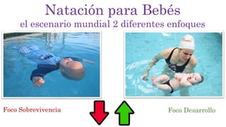 Natación para Bebés
el escenario mundial 2 diferentes enfoques
Foco Sobrevivencia Foco Desarrollo
 