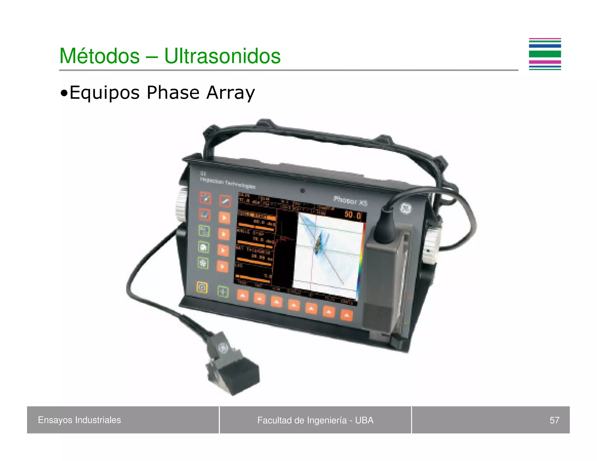 Ensayos Industriales Facultad de Ingeniería - UBA 57
Métodos – Ultrasonidos
•Equipos Phase Array
 