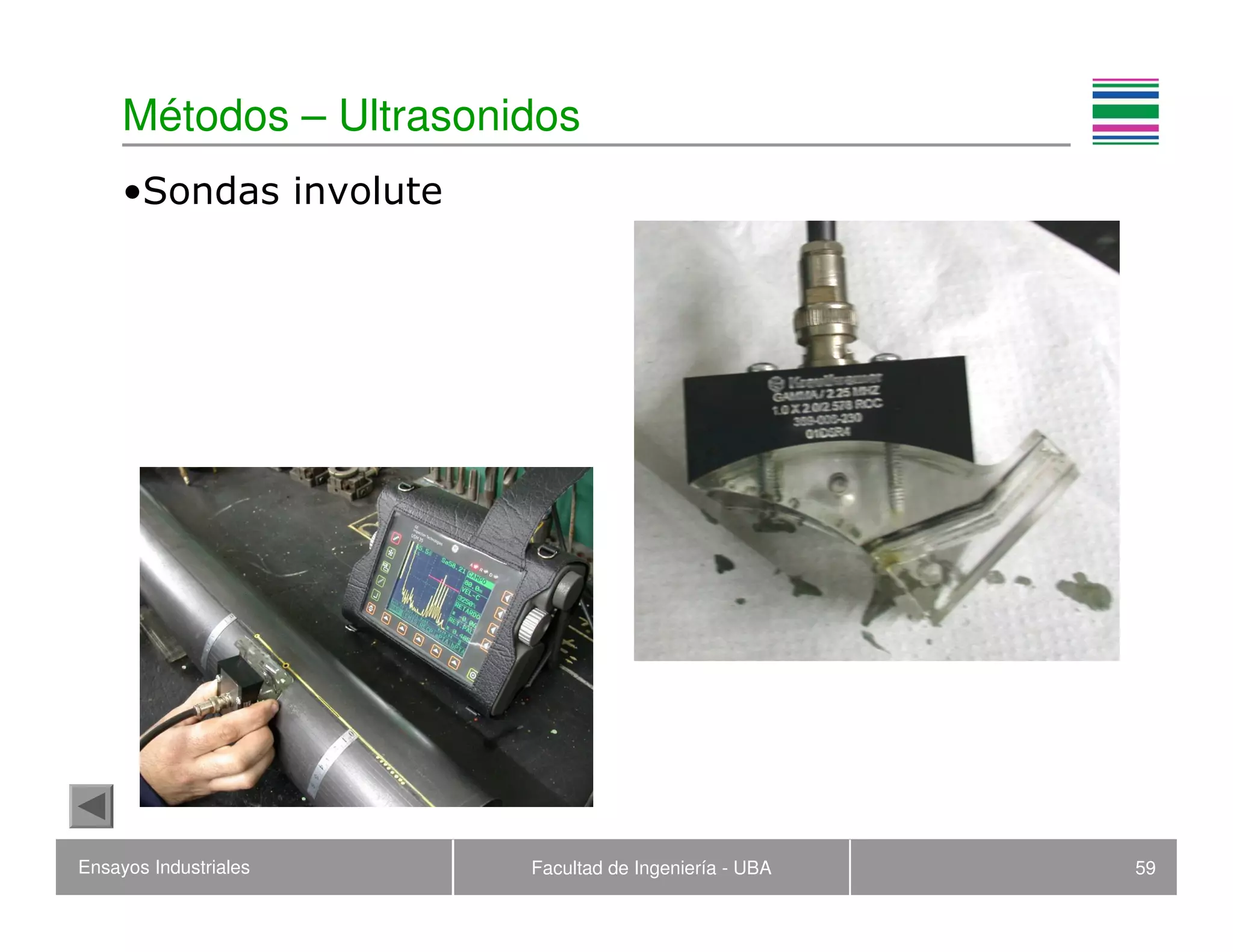 Ensayos Industriales Facultad de Ingeniería - UBA 59
Métodos – Ultrasonidos
•Sondas involute
 