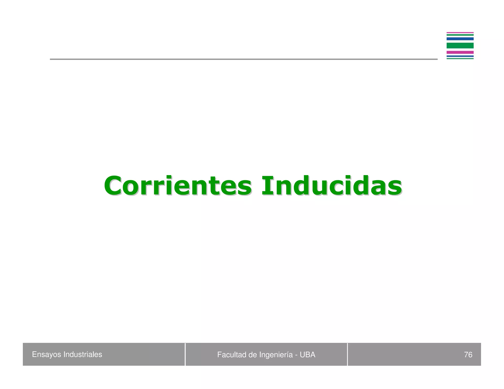 Ensayos Industriales Facultad de Ingeniería - UBA 76
Corrientes InducidasCorrientes Inducidas
 