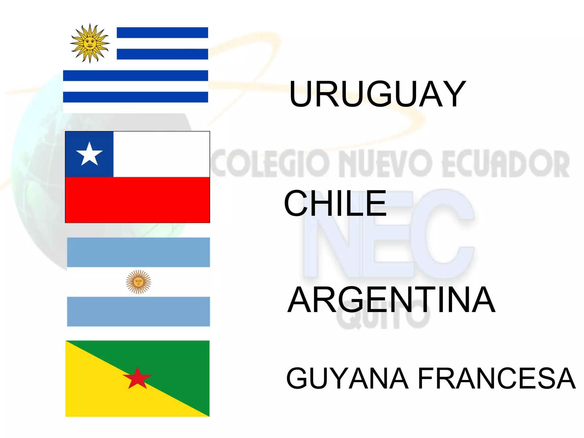 URUGUAY


CHILE

ARGENTINA

GUYANA FRANCESA
 