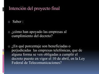 Intención del proyecto final Saber :