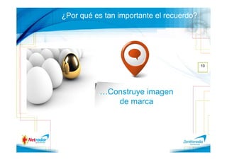 ¿Por qué es tan importante el recuerdo?




                                          10




          …Construye imagen
             de marca
 