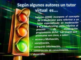 Según algunos autores un tutor
         virtual es….
 