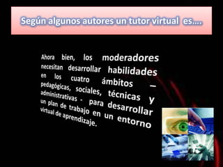Según algunos autores un tutor virtual es….
 