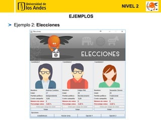 EJEMPLOS
Ejemplo 2: Elecciones
NIVEL 2
 