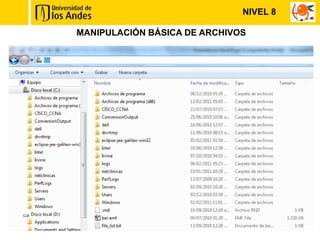 NIVEL 8

MANIPULACIÓN BÁSICA DE ARCHIVOS
 