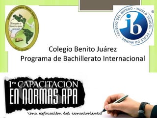 Colegio Benito Juárez
Programa de Bachillerato Internacional

 