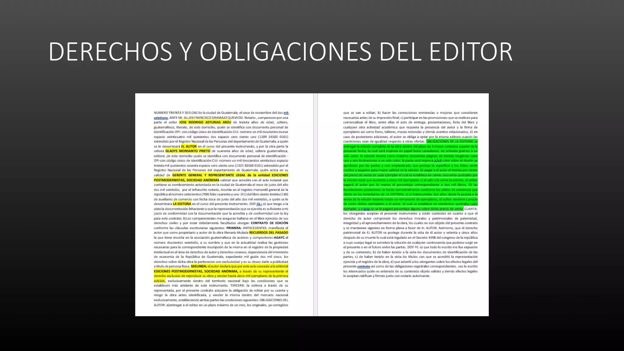 DERECHOS Y OBLIGACIONES DEL EDITOR
 