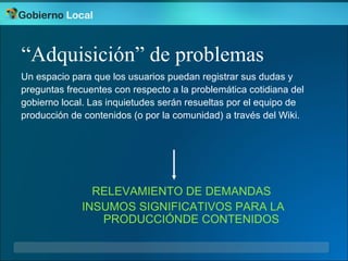 Proyecto portal Municipios de la Argentina




“Adquisición” de problemas
Un espacio para que los usuarios puedan registra...