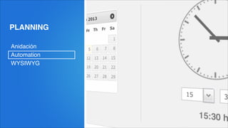 Anidación!
Automation!
WYSIWYG
PLANNING
 
