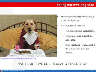 Eating our own dog food

•

Reproducibility is not only an issue
in the Life Sciences.

•

In computer science we:
•

Run ...