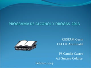 CESFAM Garín
               CECOF Antumalal

                 PS Camila Castro
               A.S Susana Colarte
Febrero 2013
 
