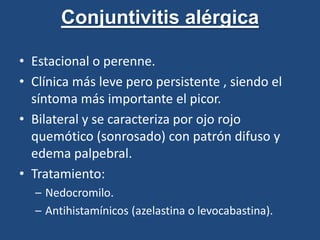 Prominencias en empedrado en párpado inferior (folículos).