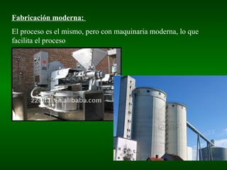 Fabricación moderna:
El proceso es el mismo, pero con maquinaria moderna, lo que
facilita el proceso
 