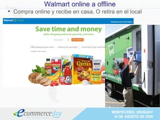 Walmart online a offline
• Compra online y recibe en casa. O retira en el local
 