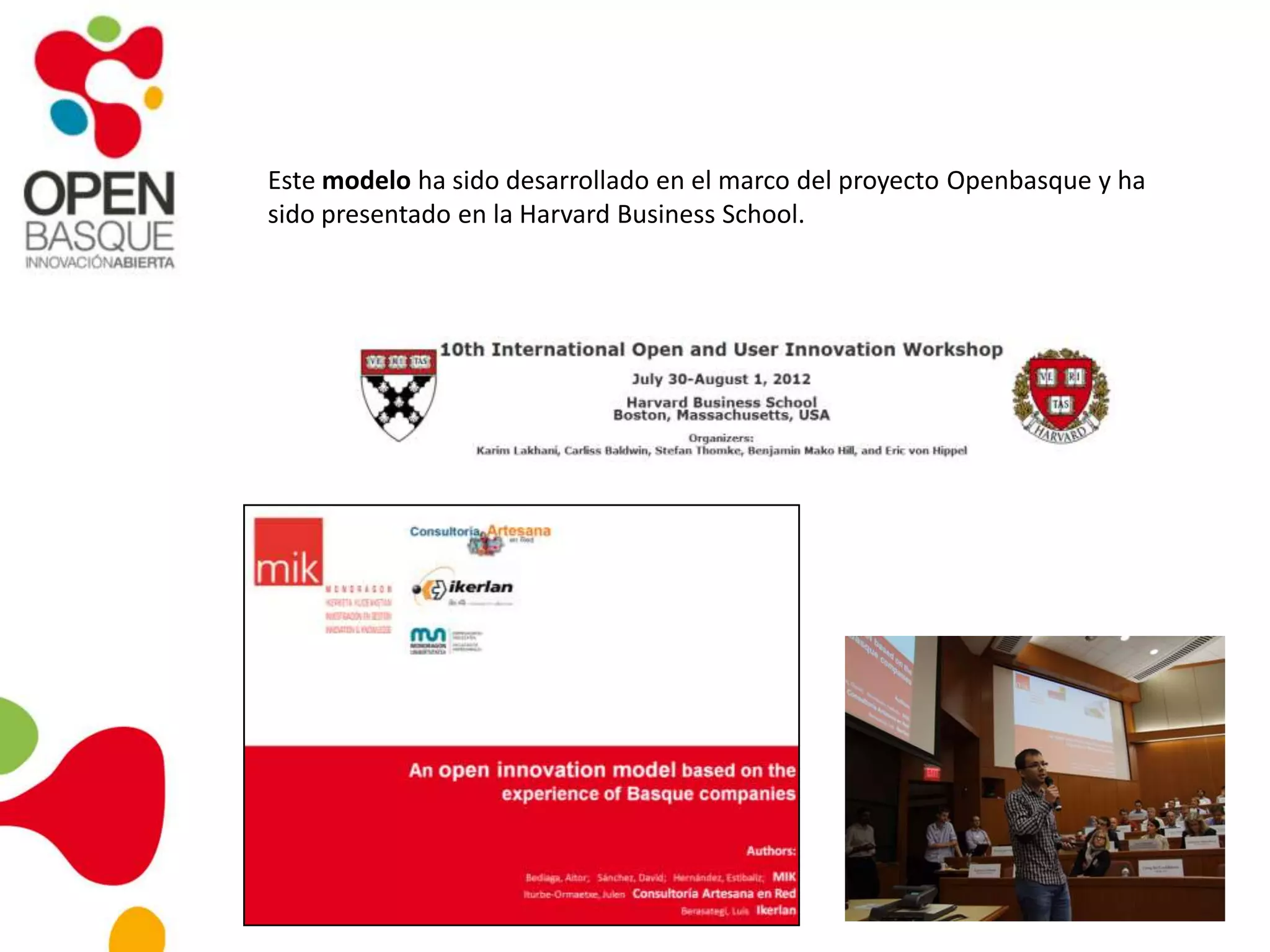 Este modelo ha sido desarrollado en el marco del proyecto Openbasque y ha
sido presentado en la Harvard Business School.
 