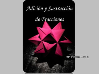 Adición y Sustracción
de Fracciones
Mª Victoria Toro C.
 