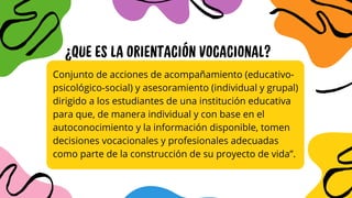 Presentación sobre la importancia de la orientación vocacional. | PDF
