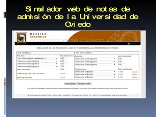 Simulador web de notas de admisión de la Universidad de Oviedo 