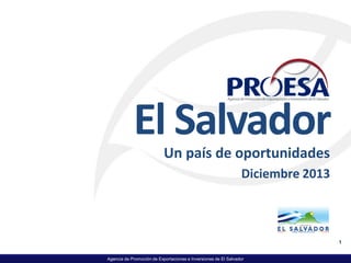 El Salvador
Un país de oportunidades
Diciembre 2013

1
Agencia de Promoción de Exportaciones e Inversiones de El Salvador

 