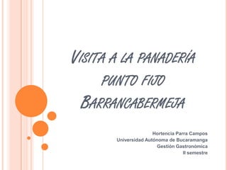 Visita a la panadería punto fijoBarrancabermeja Hortencia Parra Campos Universidad Autónoma de Bucaramanga Gestión Gastronómica II semestre 