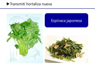 Espinaca japonesa
▶Transmití hortaliza nueva
 