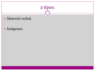 La memoria se divide en 3 grandes tipos:Memoria sensorialMemoria de trabajo Memoria a largo plazo