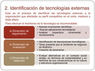 La tecnología, el mercado y la estrategia no pueden tratarse por separado en una organización.Aspectos a considerar en una auditoría tecnológica: