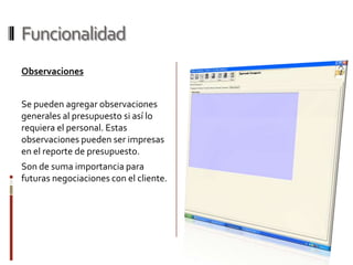 FuncionalidadEstructuraEsta sección permite señalar mediante vistas de cada segmento, la pieza que se deberá reemplazar, desmontar, reparar o cualquiera de las operaciones que requiere la parte de estructura del vehículo. El sistema dará automáticamente los tiempos Hora/Hombre de cada procedimiento según cada tipo de automóvil, gracias a  sus tablas universales.