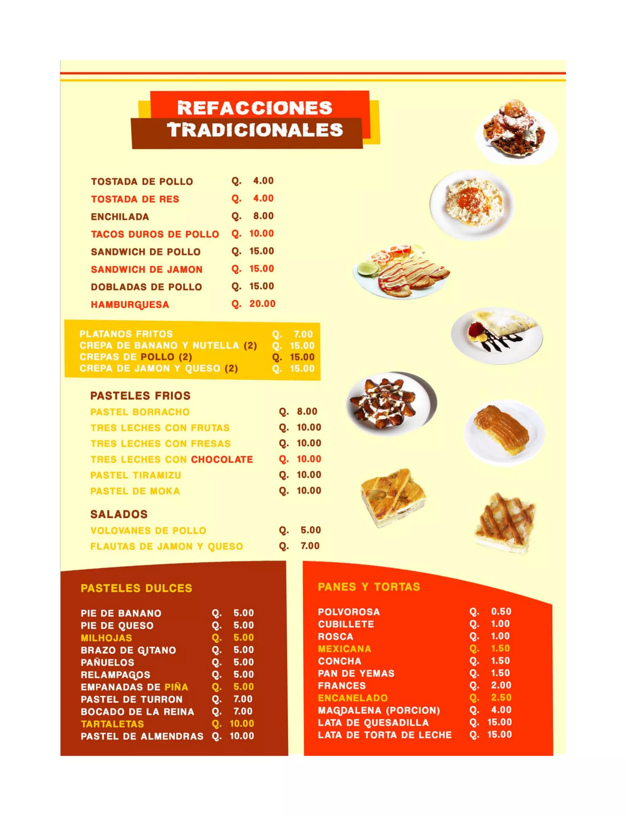MENU CAFETERIA LAS DELICIAS ESQUIPULAS