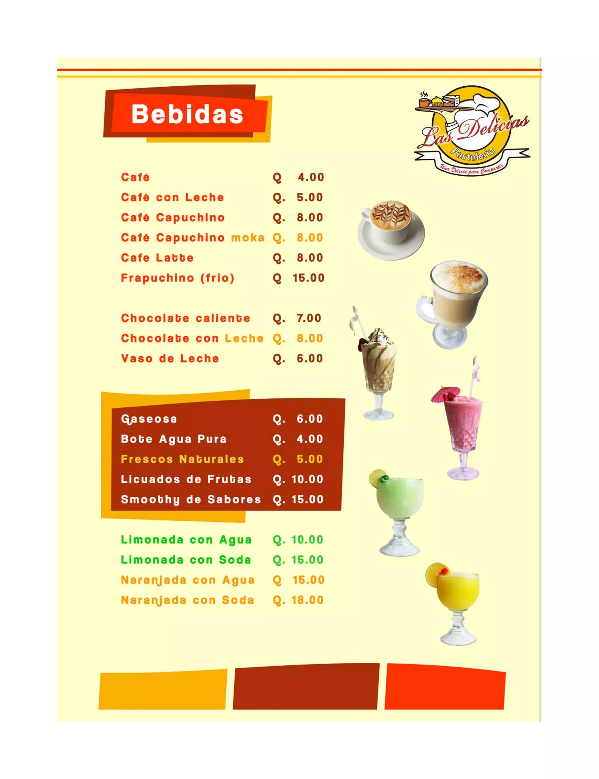 MENU CAFETERIA LAS DELICIAS ESQUIPULAS