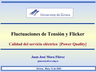 j.j.
Fluctuaciones de Tensión y Flicker
Calidad del servicio eléctrico [Power Quality]
Girona, Març 13 de 2002
Juan José Mora Flórez
jjmora@silver.udg.es
 