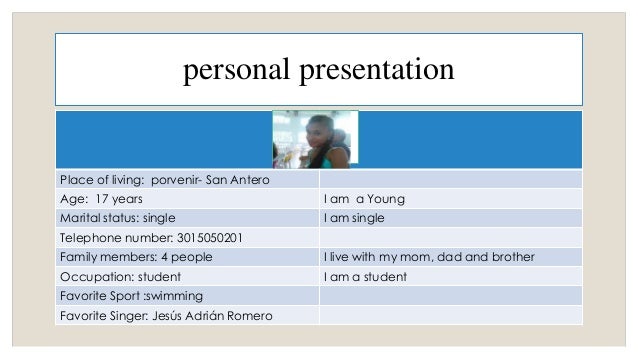 personal presentation en ingles