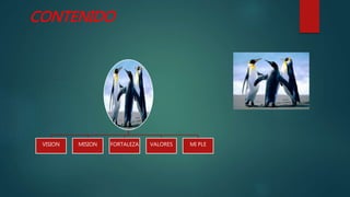 CONTENIDO
VISION MISION FORTALEZA VALORES MI PLE
 