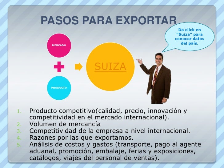 Requisitos de exportación a Suiza