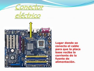 Lugar donde se
conecta el cable
para que la placa
base reciba la
corriente de la
fuente de
alimentación.
 