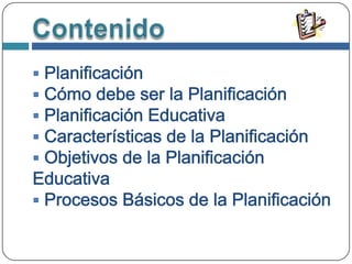 Contenido Planificación