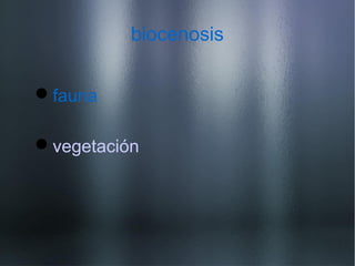 biocenosis
fauna
vegetación
 