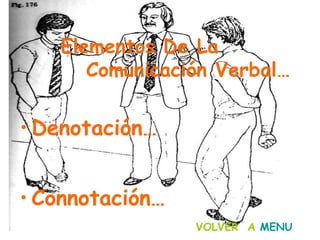 Denotación… Connotación… Elementos De La  Comunicación Verbal… VOLVER  A  MENU 