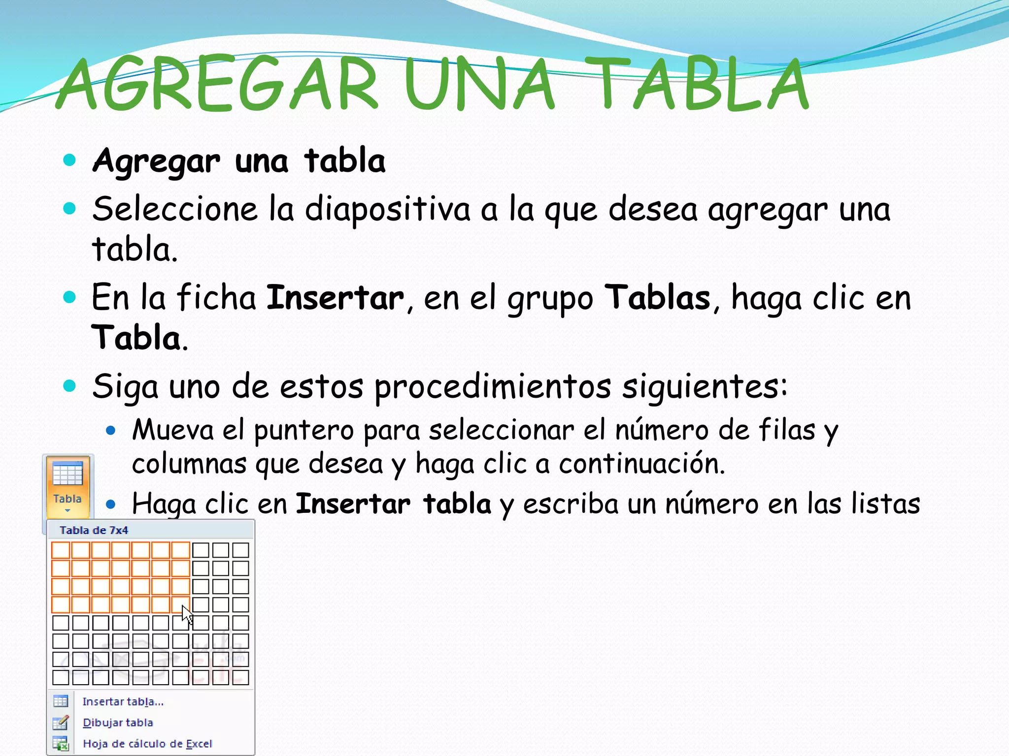 CUADRO DE TEXTOAgregar un cuadro de textoEn la ficha Insertar, en el grupo Texto, haga clic en Cuadro de texto.  Nota   En Microsoft Office Word 2007 y Microsoft Office Outlook 2007, después de hacer clic en Cuadro de texto, haga clic en Dibujar cuadro de texto.Haga clic en el documento, hoja, presentación o mensaje de correo electrónico, y después arrastre para dibujar el cuadro de texto con el tamaño que desee. Para agregar texto a un cuadro de texto, haga clic dentro de él y escriba o pegue el texto. 