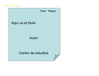 NORMAS APA

                        Título Página



    Aquí va el título



                Autor



         Centro de estudios
 