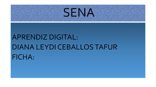 SENA
APRENDIZ DIGITAL:
DIANA LEYDI CEBALLOSTAFUR
FICHA:
 