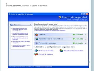 2.En Panel de control, haga clic en Centro de seguridad.