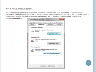 Una vez abierta la lista de herramientas, haremos clic en el botón Hacer copia de seguridad ahora. Al hacerlo se mostrará en pantalla la sección del panel de control correspondiente a las copias de seguridad. En esta ventana podemos configurar los parámetros de la copia de seguridad haciendo clic en el enlace Configurar copias de seguridad.